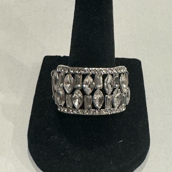 Elegant CZ Statement Ring - One Size Stretch Back - Picture 3 of 5